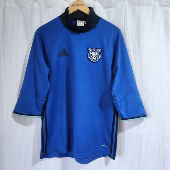 adidas Musc Soccer Jersey Pullover Top Size Med. 3/4 sleeve Vented Back - Picture 1 of 9